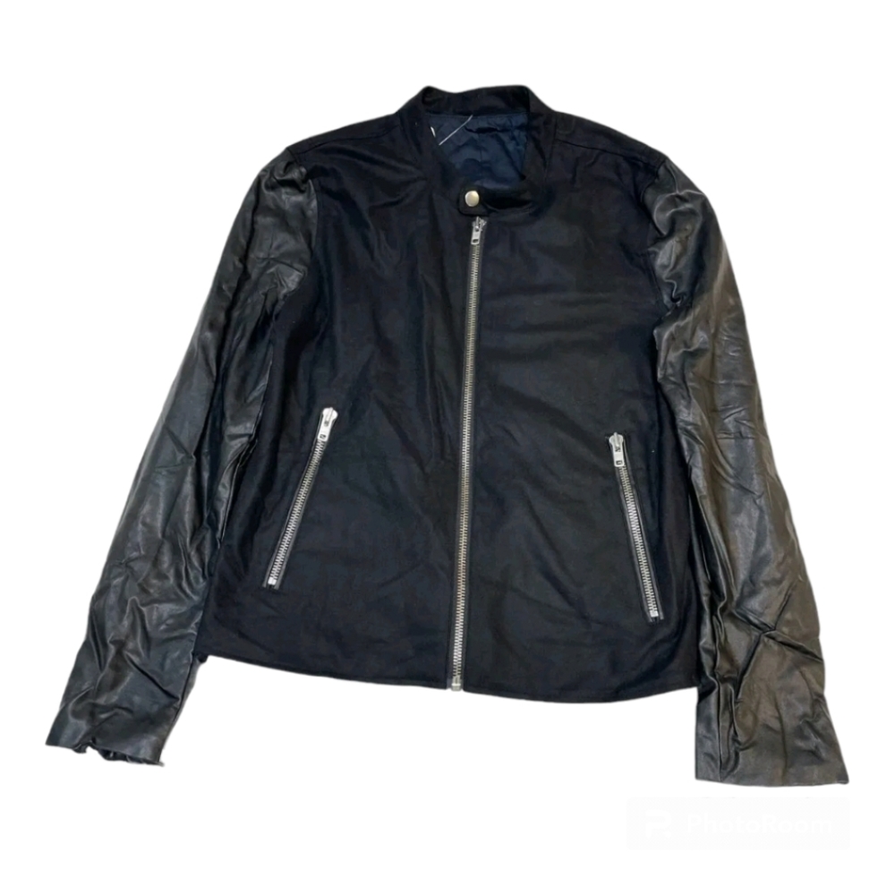 Leather Sleeved Shirt Jacket